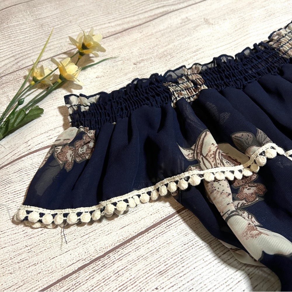 Vivace Floral Ruffle Off The Shoulder Top - Picture 3 of 13